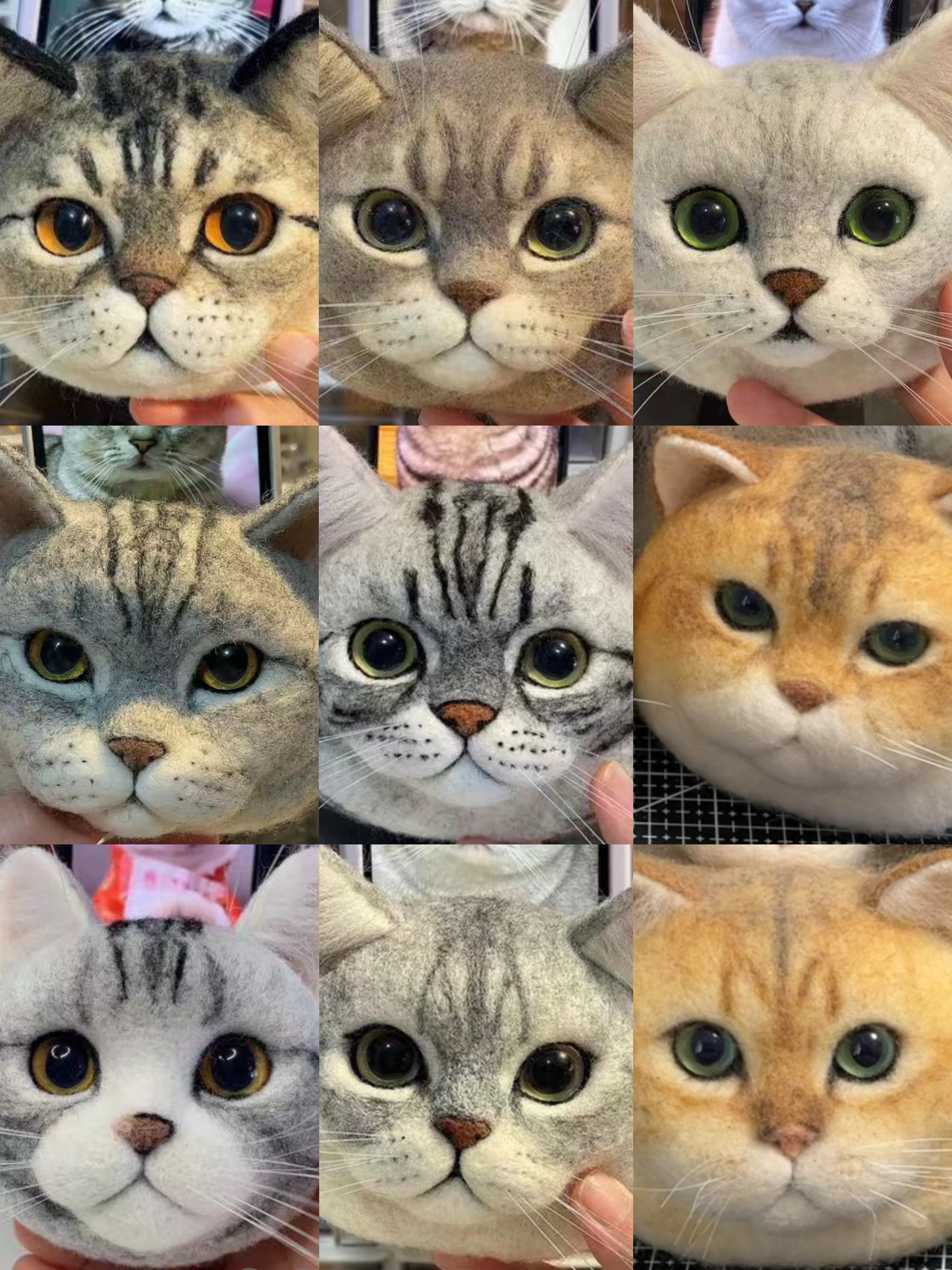 [Custom Pet Portrait] Short-Hair Flat Felted Art - Detailed Patterns